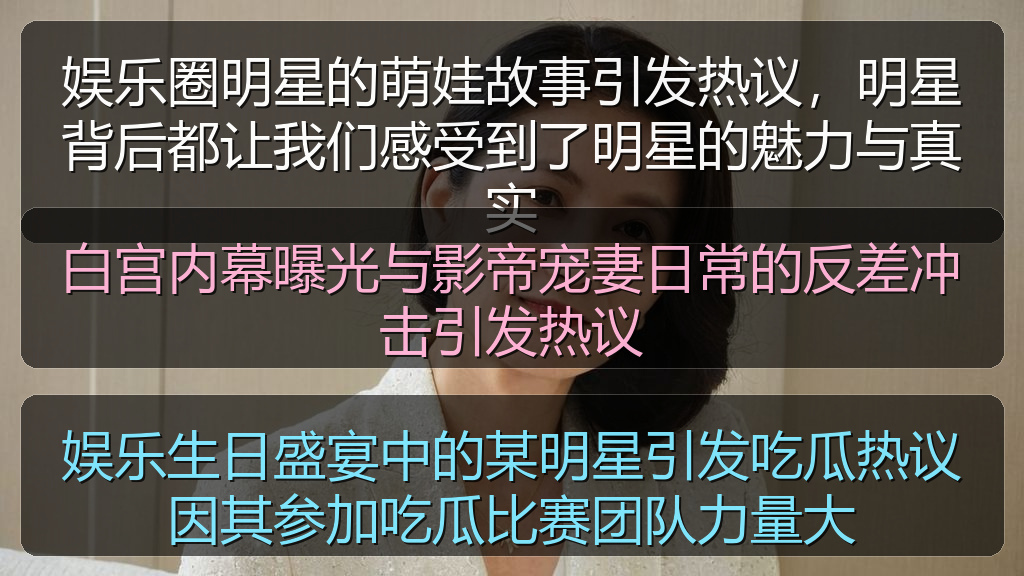 白宫内幕曝光与影帝宠妻日常的反差冲击引发热议